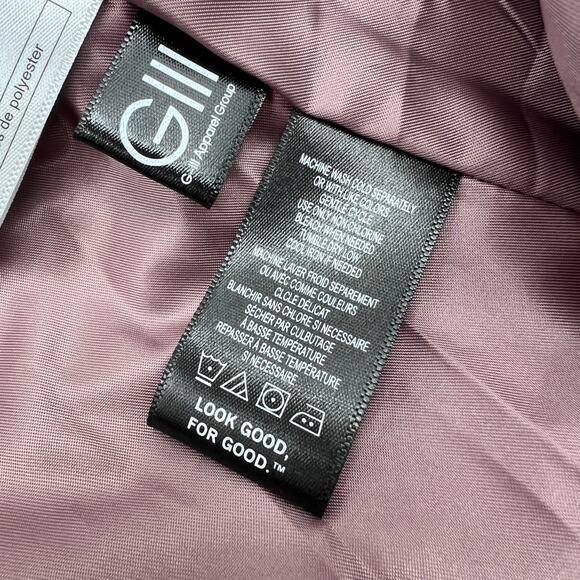 Kenneth Cole Womens Dusty Rose Chevron Quilted Down Long Puffer Jacket Sz L - Picture 8 of 13